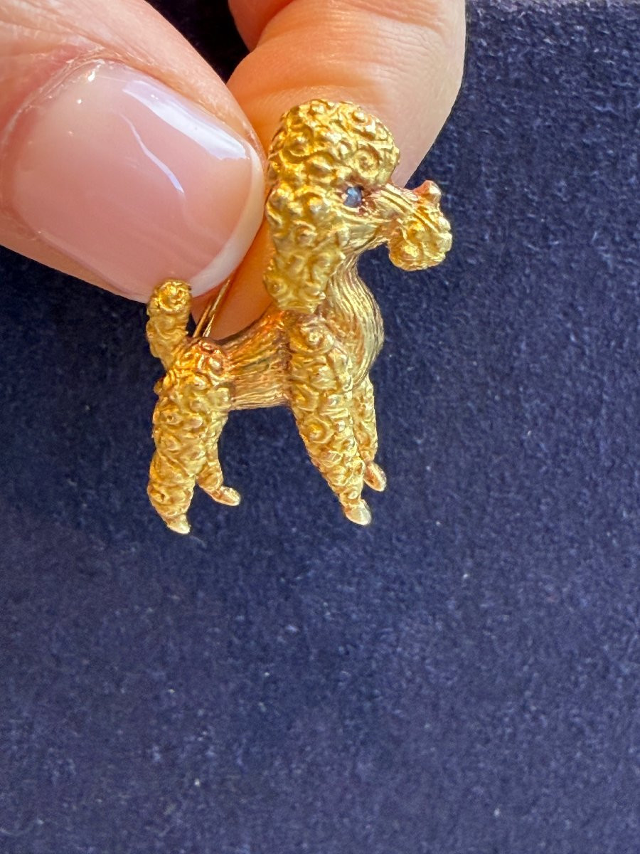 BROCHE CANICHE EN OR -photo-3