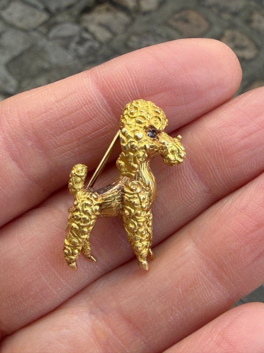 BROCHE CANICHE EN OR 