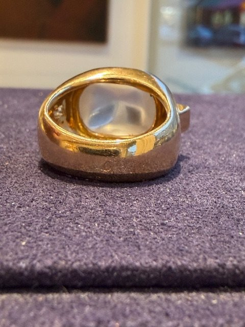 BAGUE DOME PIERRE DE LUNE & DIAMANTS-photo-2