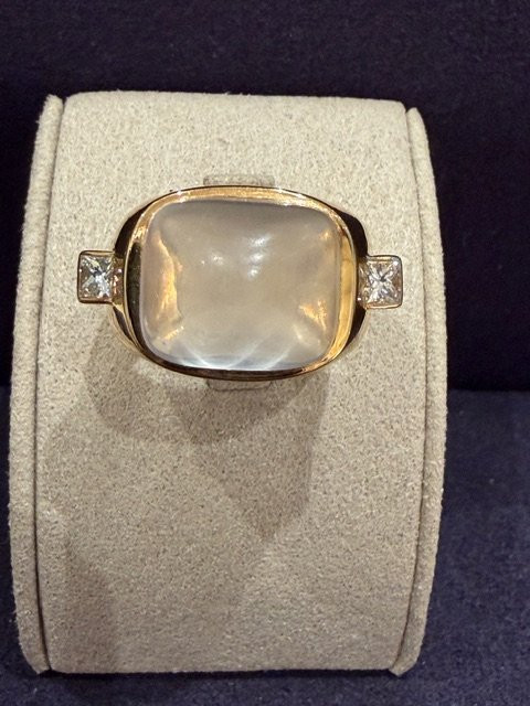 BAGUE DOME PIERRE DE LUNE & DIAMANTS-photo-6