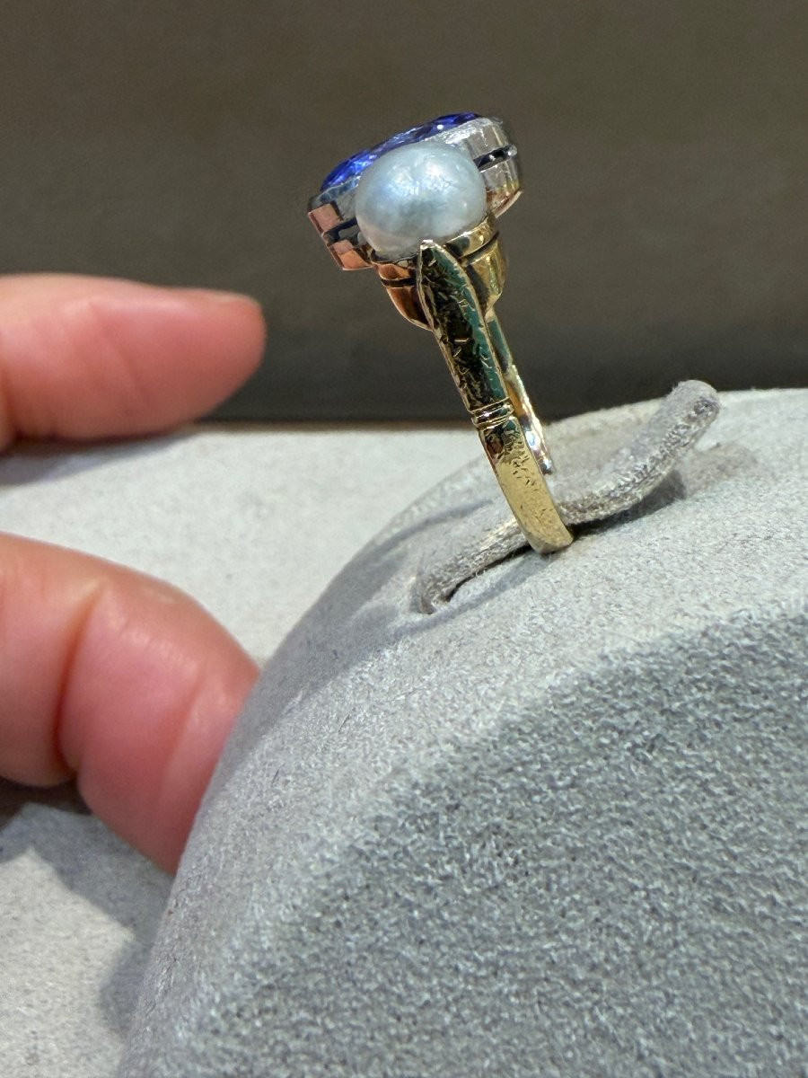 Antique Sapphire & Pearl Ring -photo-3