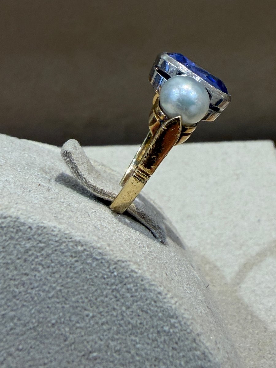 Antique Sapphire & Pearl Ring -photo-3