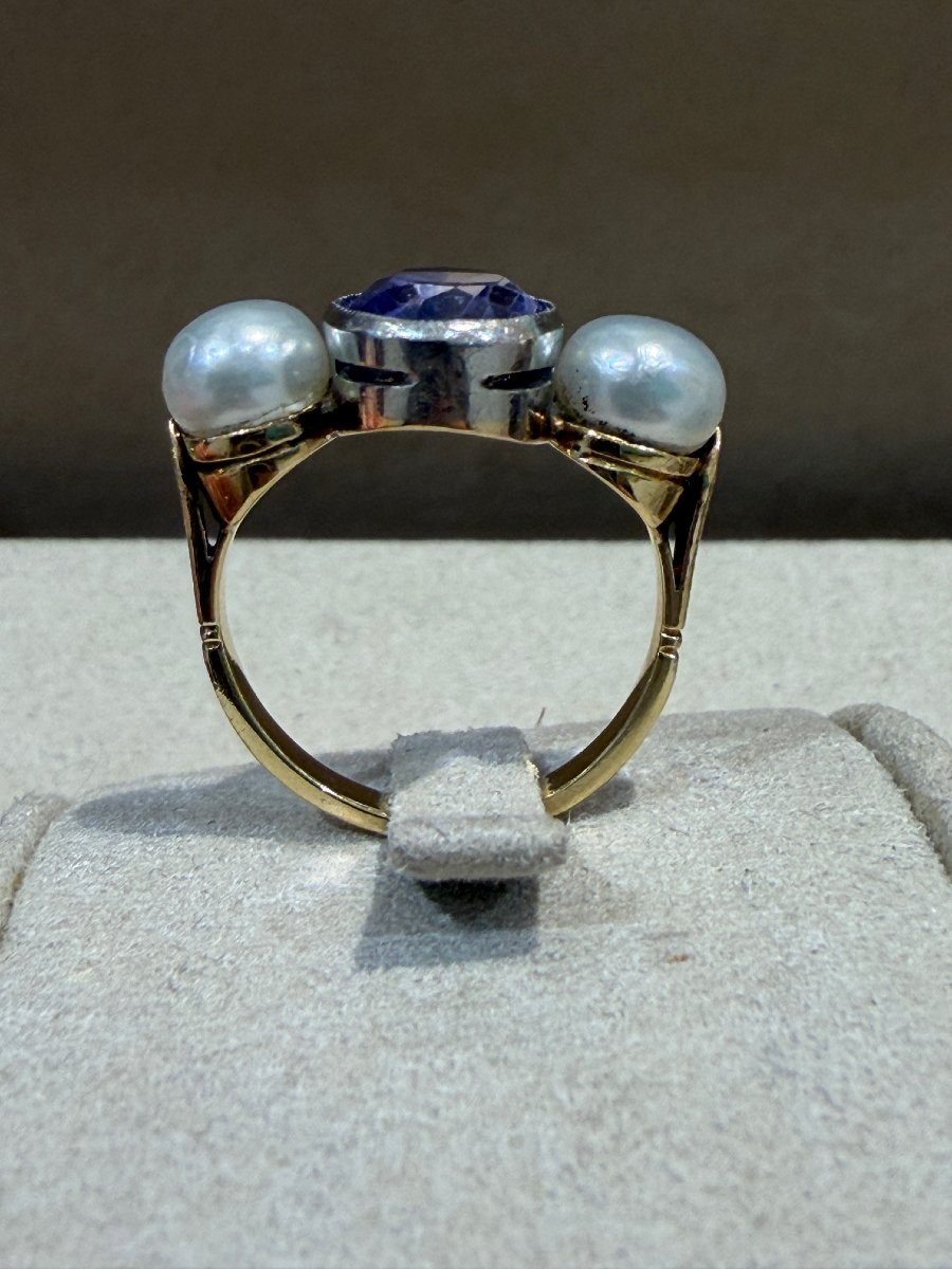 Antique Sapphire & Pearl Ring -photo-4