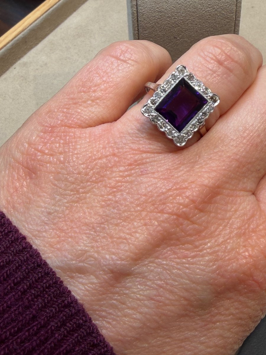 Art Deco Amethyst & Diamond Ring-photo-3