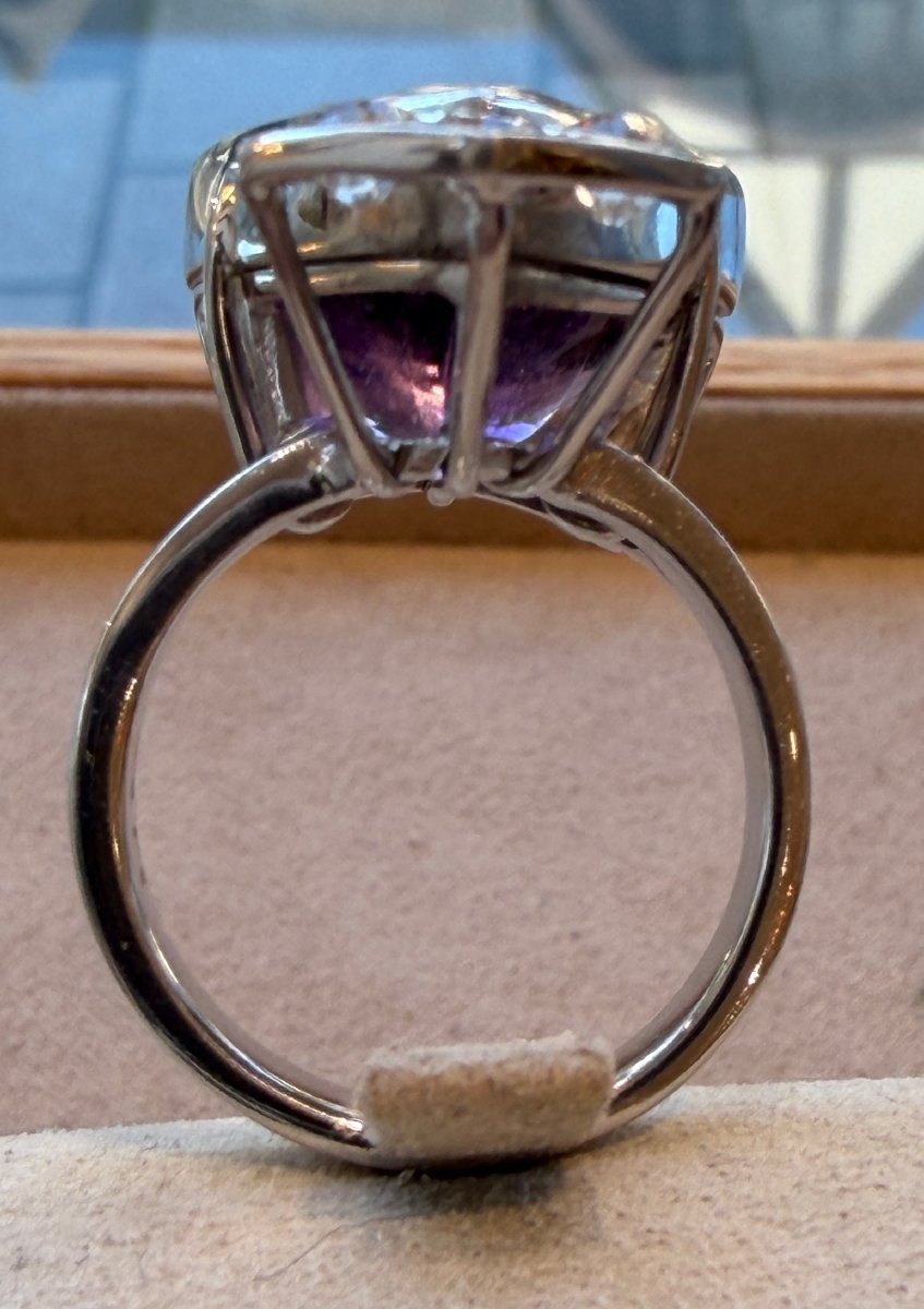Janine Renard (1947), Modernist Amethyst & Diamond Ring-photo-2