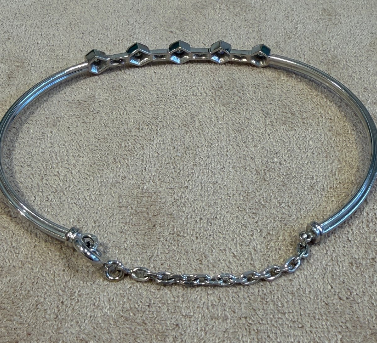 BRACELET JONC OR GRIS & DIAMANTS-photo-4