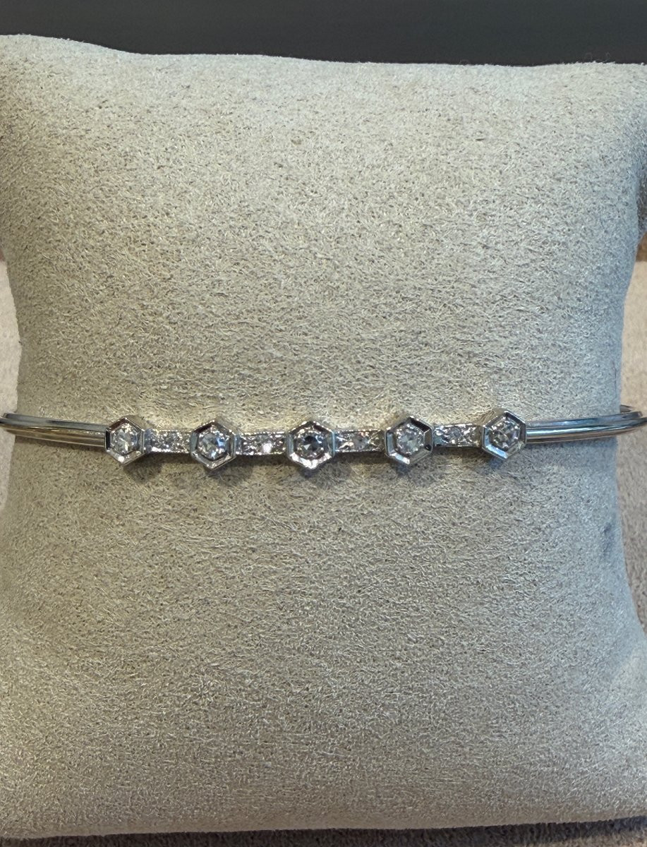BRACELET JONC OR GRIS & DIAMANTS-photo-1