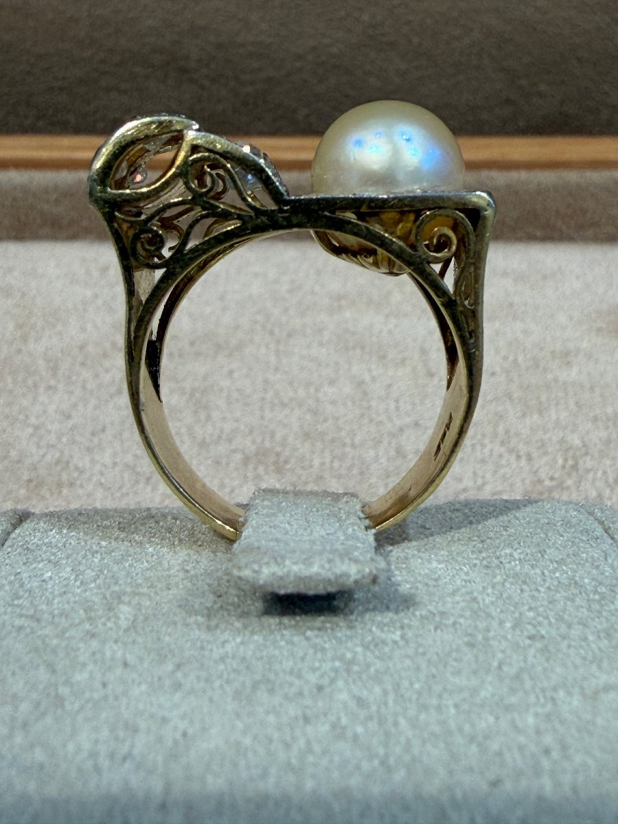 BAGUE TANK DIAMANTS & PERLE-photo-4