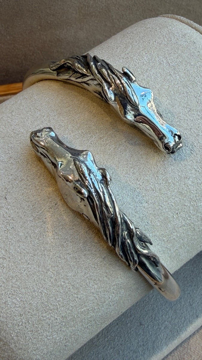 ARTHUS BERTRAND, BRACELET ARGENT TETES DE CHEVAUX