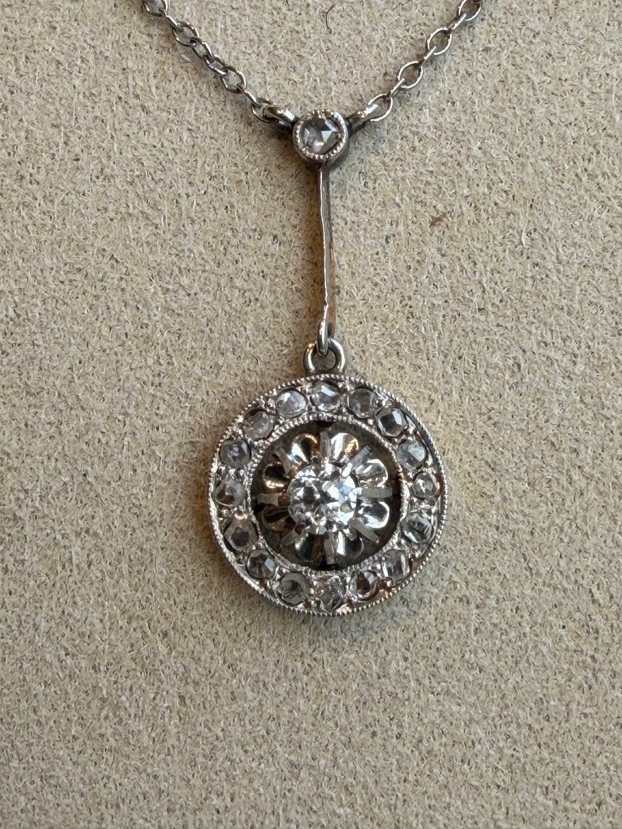 COLLIER PENDENTIF  CIBLE ART DECO-photo-2