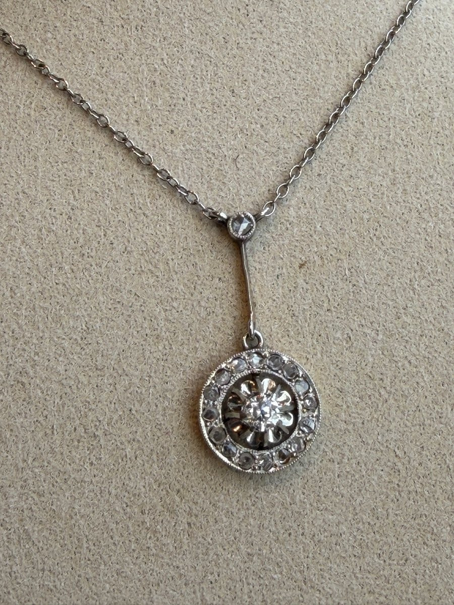 COLLIER PENDENTIF  CIBLE ART DECO-photo-3