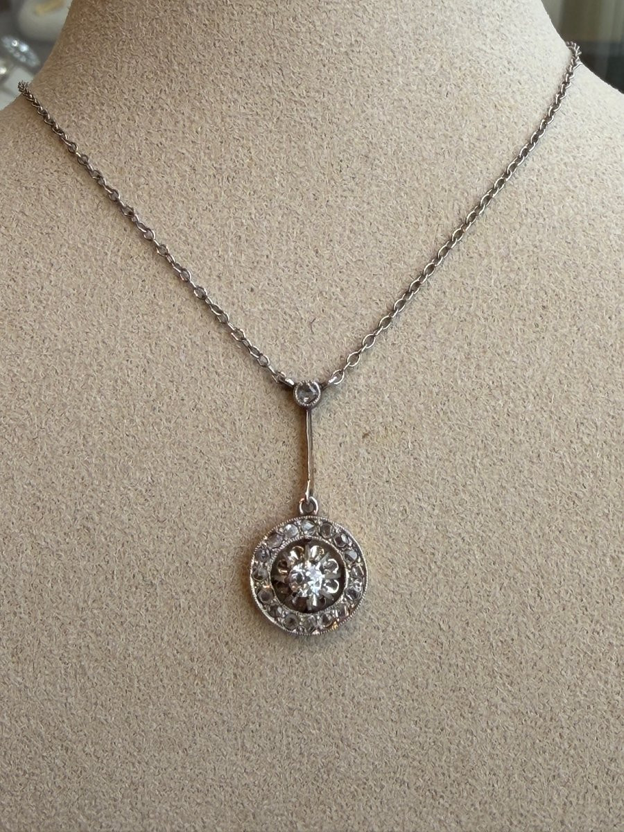 COLLIER PENDENTIF  CIBLE ART DECO-photo-4