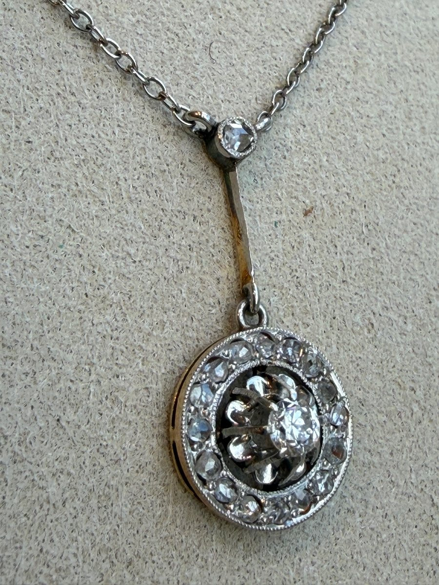 COLLIER PENDENTIF  CIBLE ART DECO-photo-2