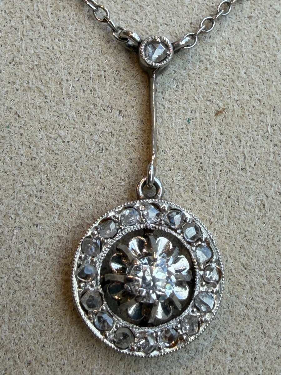 COLLIER PENDENTIF  CIBLE ART DECO-photo-3