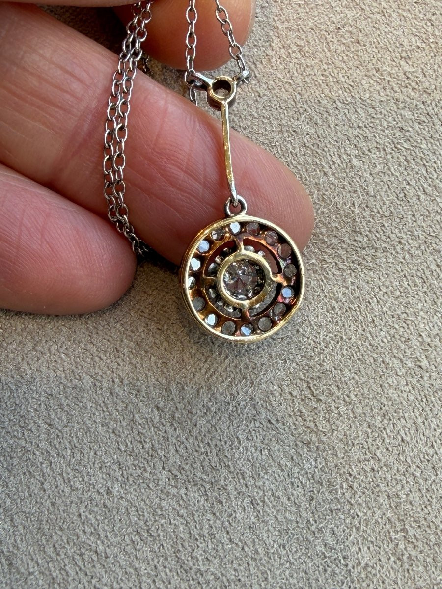 COLLIER PENDENTIF  CIBLE ART DECO-photo-4
