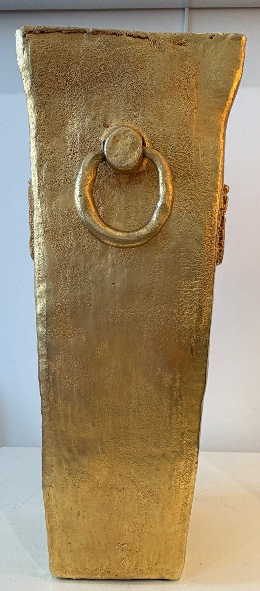 Pierre Casenove, Large Gilded Bronze Vase-photo-2