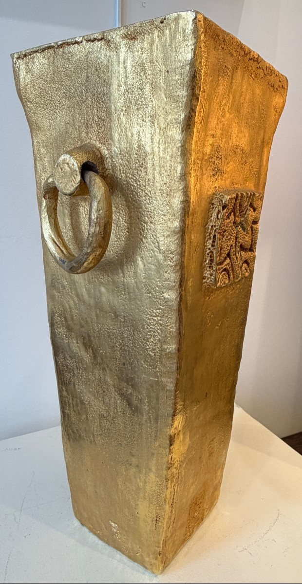 Pierre Casenove, Large Gilded Bronze Vase-photo-2