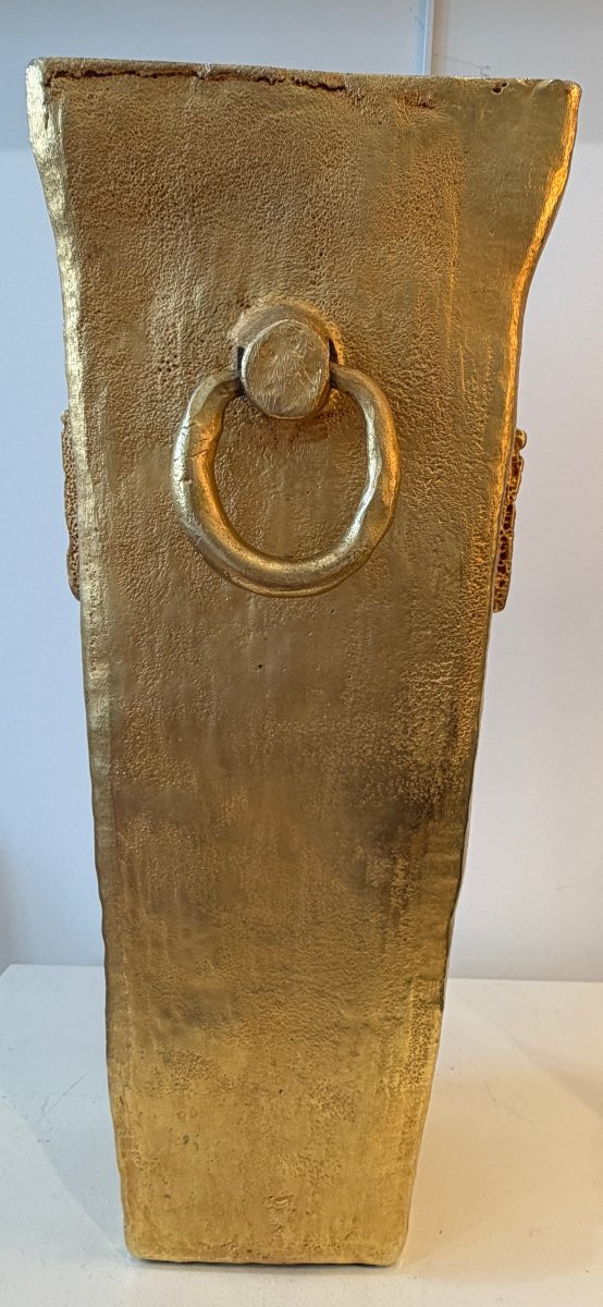 Pierre Casenove, Large Gilded Bronze Vase-photo-5