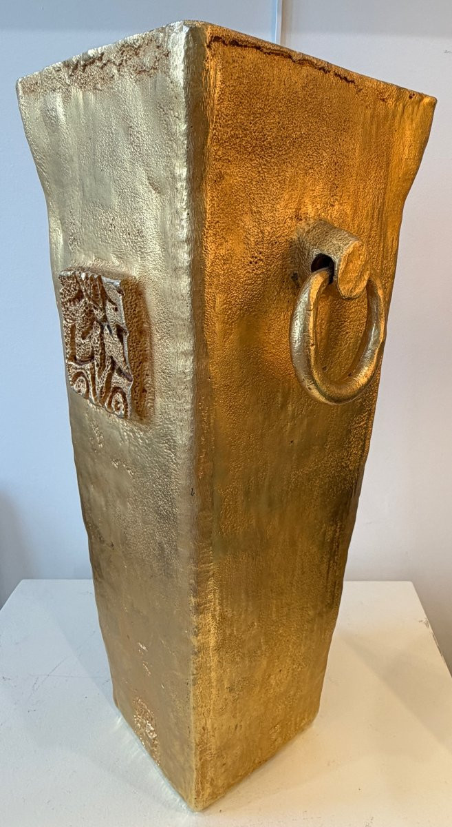 Pierre Casenove, Large Gilded Bronze Vase-photo-8
