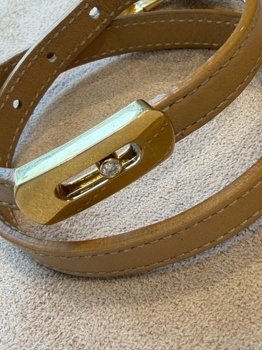 Messika, My Move Bracelet Yellow Gold & Beige/camel Leather-photo-2