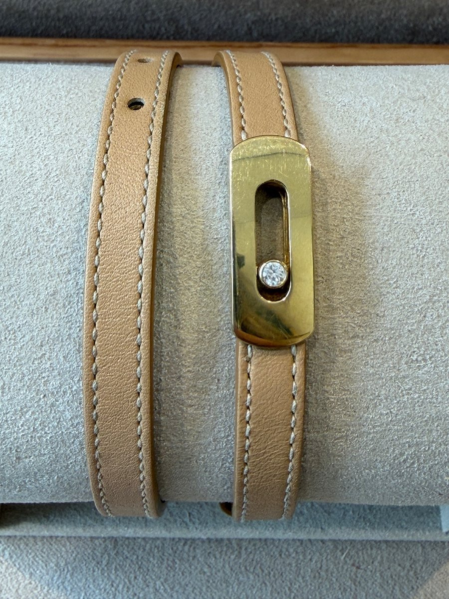 Messika, My Move Bracelet Yellow Gold & Beige/camel Leather-photo-3