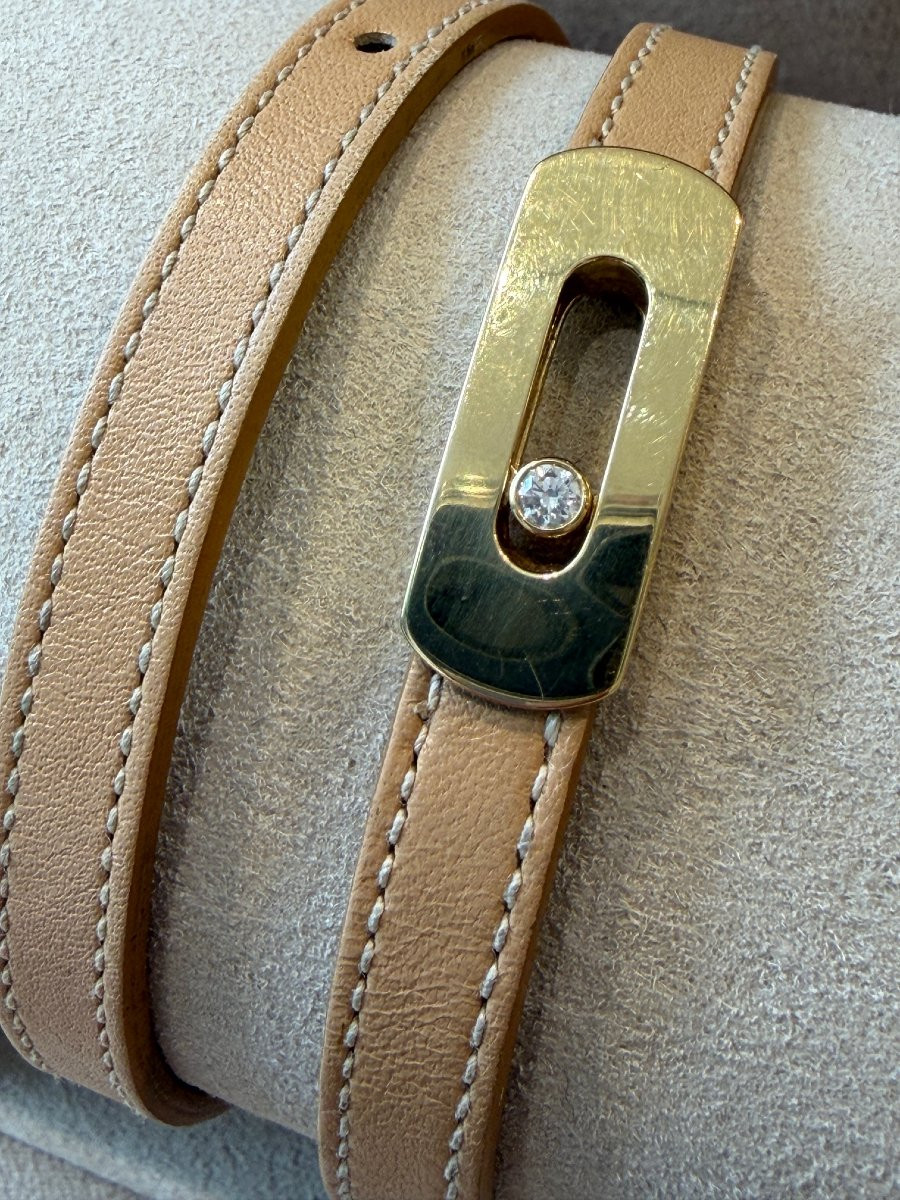 Messika, My Move Bracelet Yellow Gold & Beige/camel Leather-photo-4