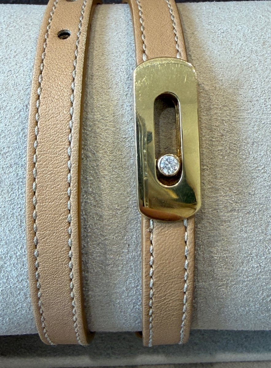 Messika, My Move Bracelet Yellow Gold & Beige/camel Leather-photo-1