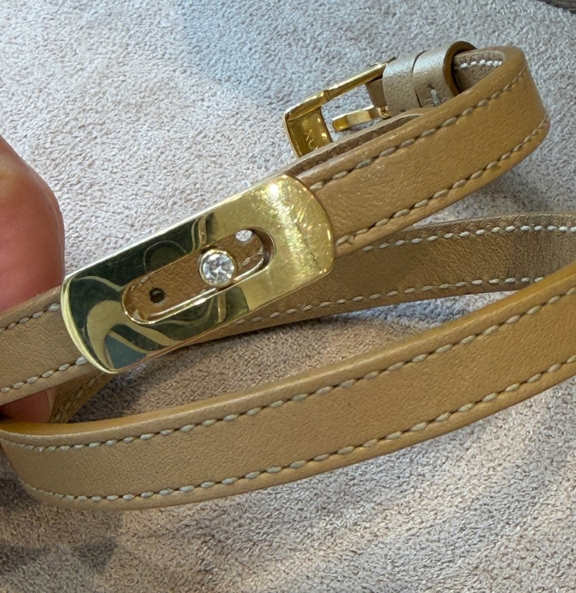 Messika, My Move Bracelet Yellow Gold & Beige/camel Leather-photo-4