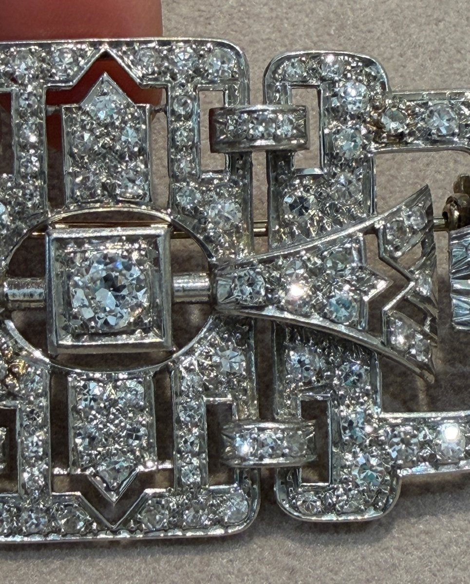 Important Art Deco Platinum & Diamonds Brooch-photo-4