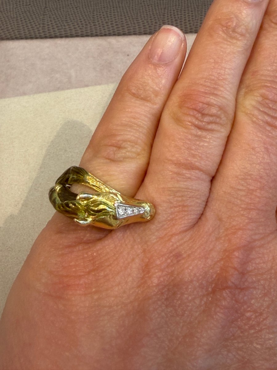 Enamel, Diamonds & Gold Horse Ring-photo-6