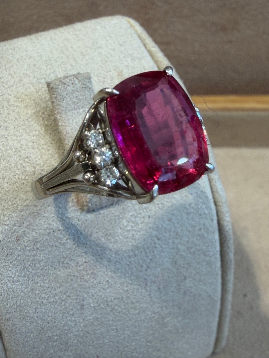 Antique Rubellite & Diamond Ring-photo-4