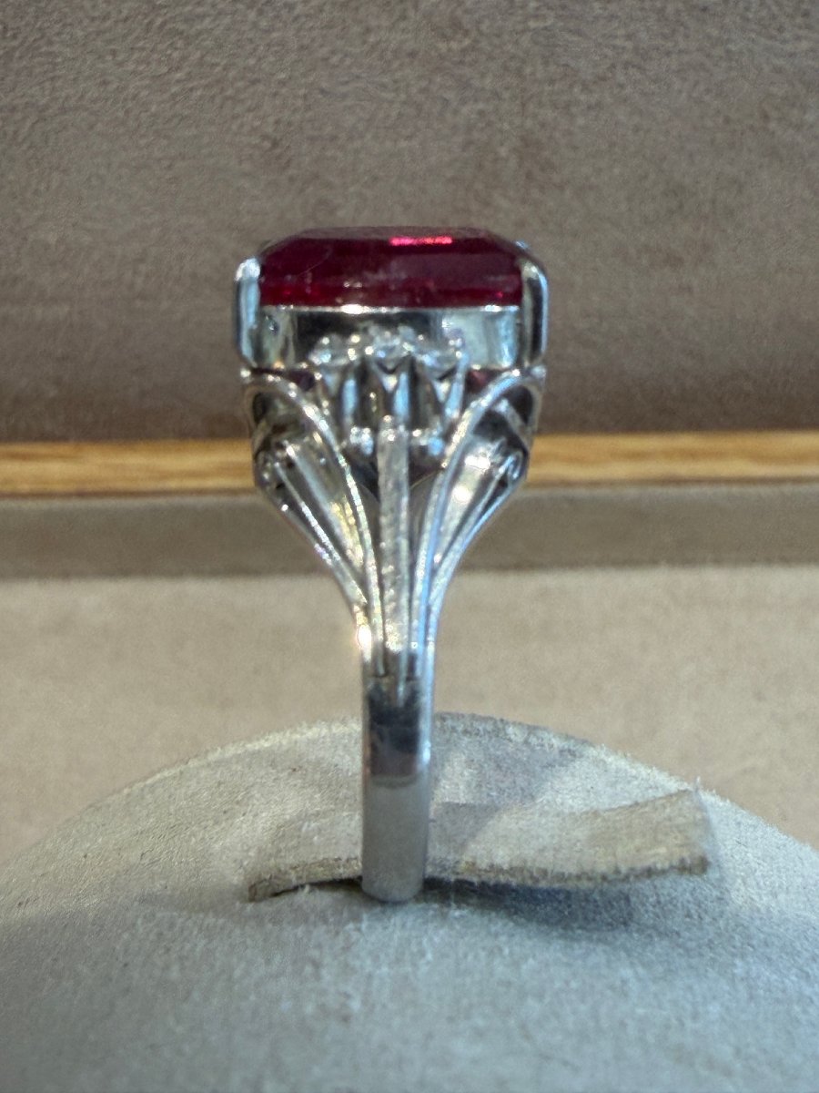 Antique Rubellite & Diamond Ring-photo-2