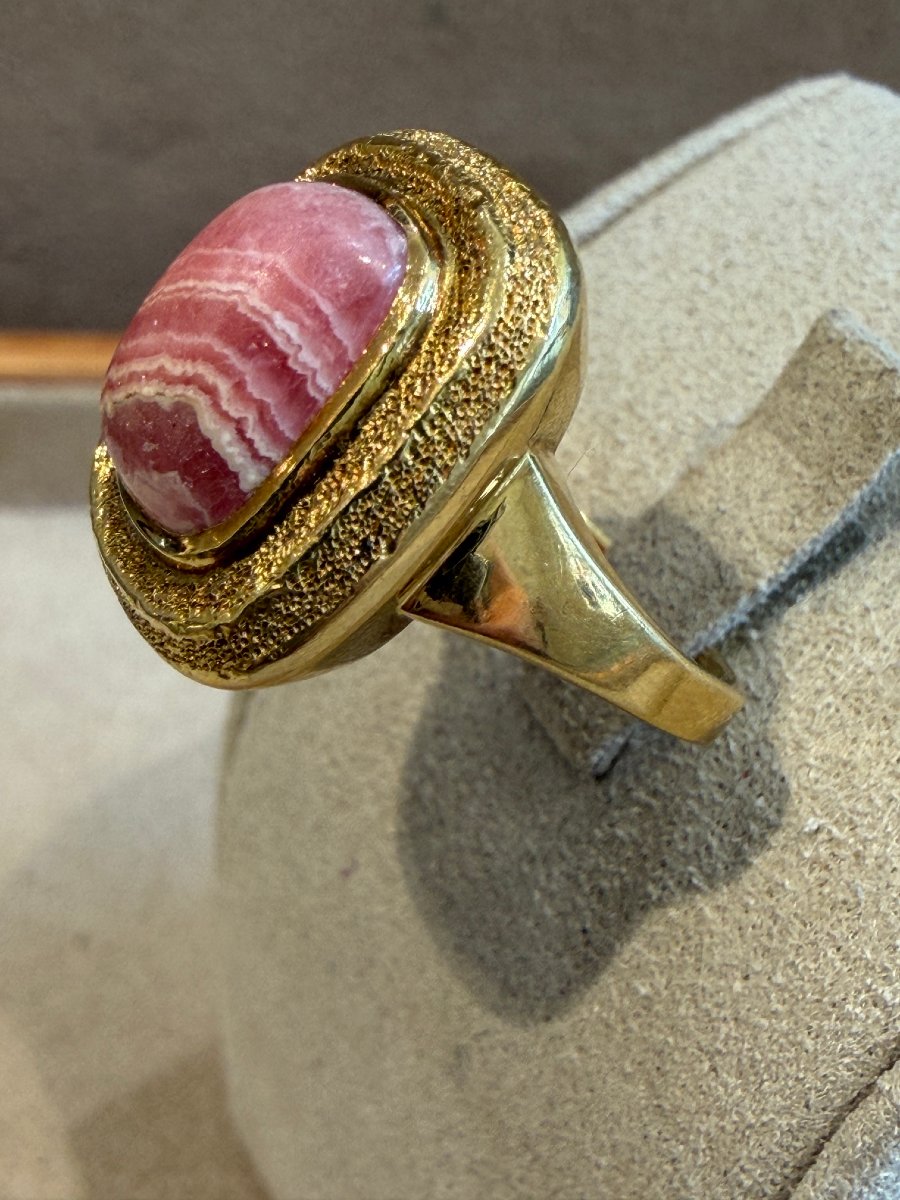 Vintage Rhodochrosite & Gold Ring-photo-3