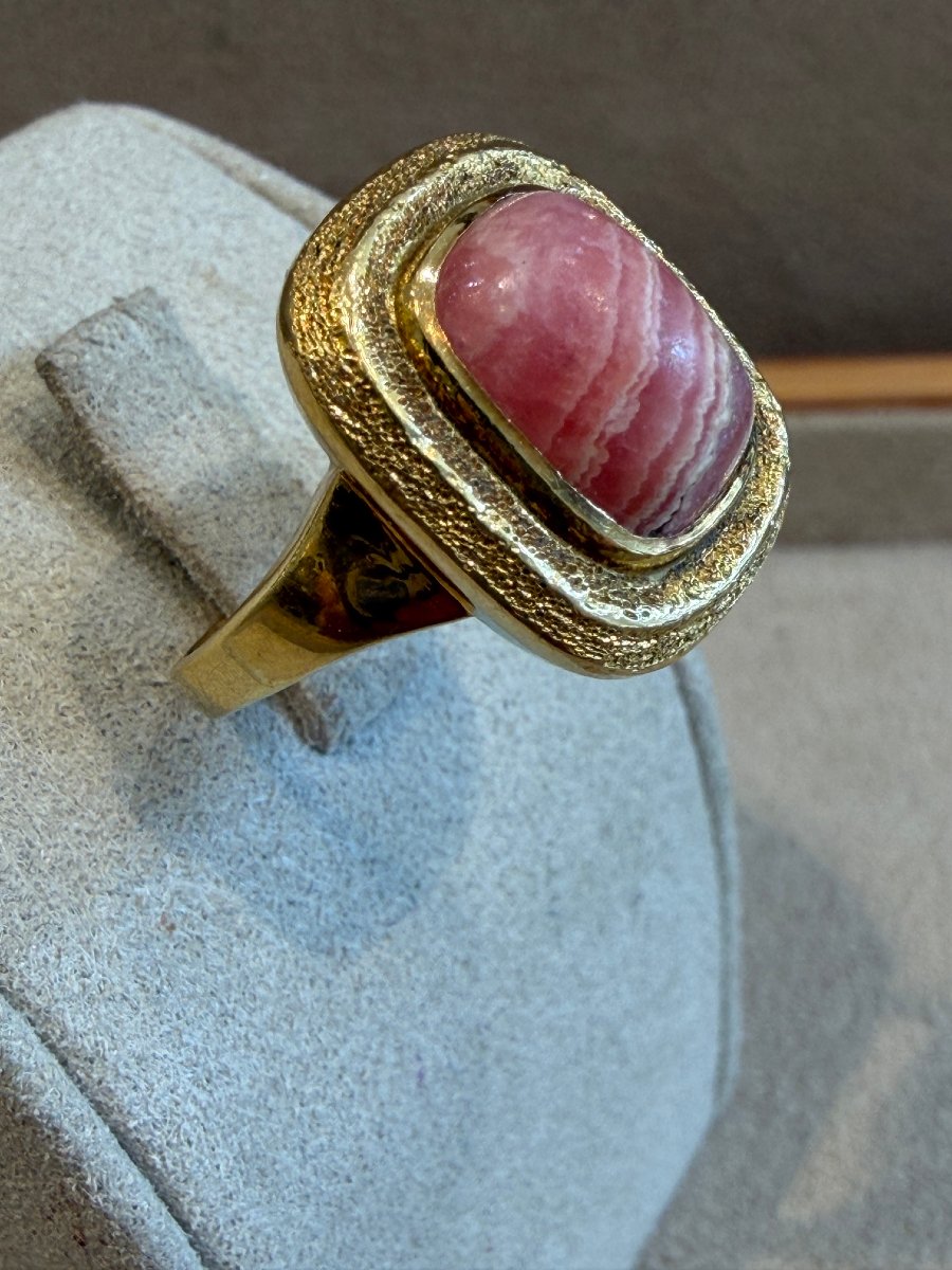 Vintage Rhodochrosite & Gold Ring-photo-4