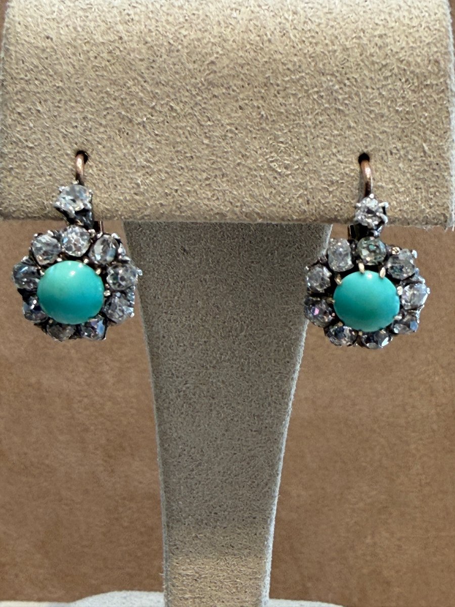 Diamond & Turquoise Dormeuse Earrings