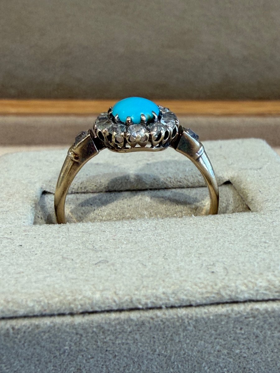 BAGUE MARGUERITE TURQUOISES & DIAMANTS-photo-1