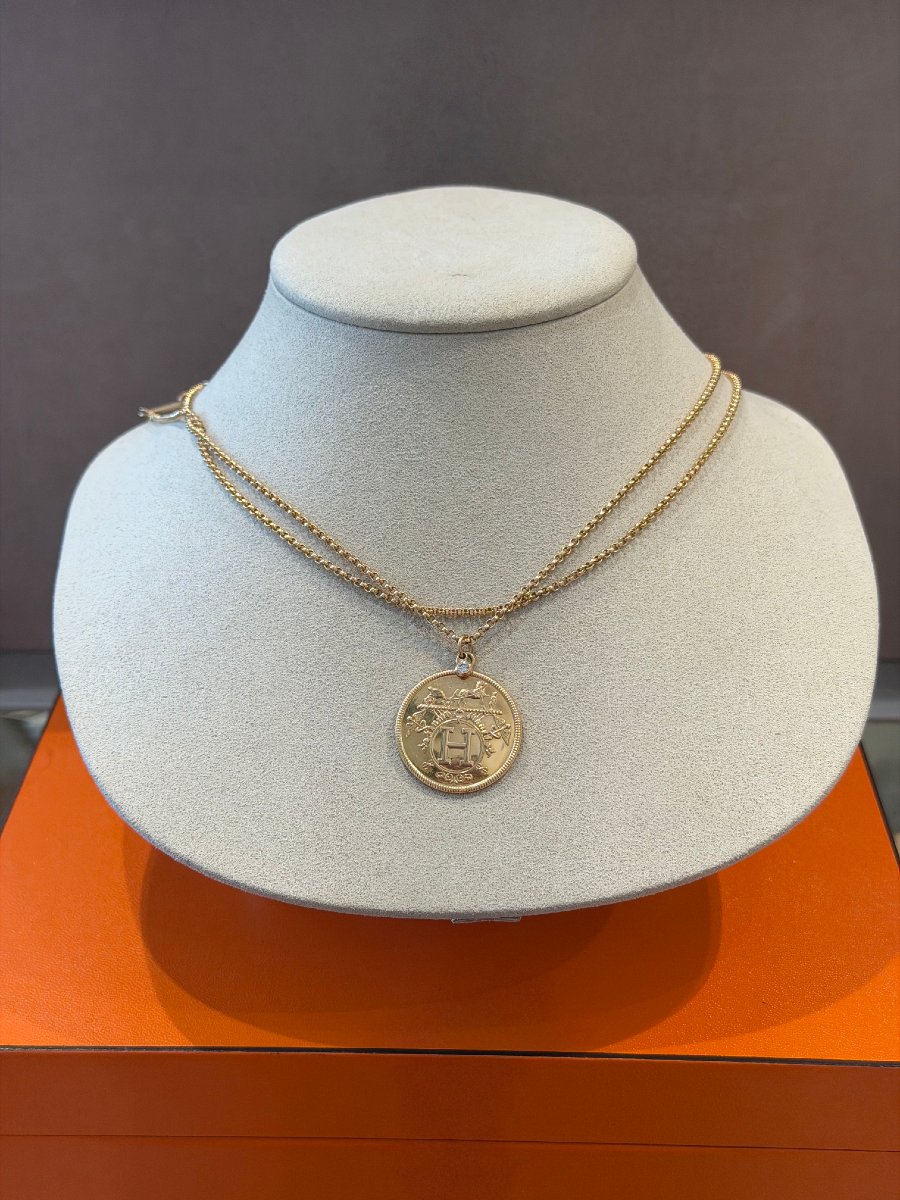 Hermes, Ex-libris Long Necklace In Rose Gold