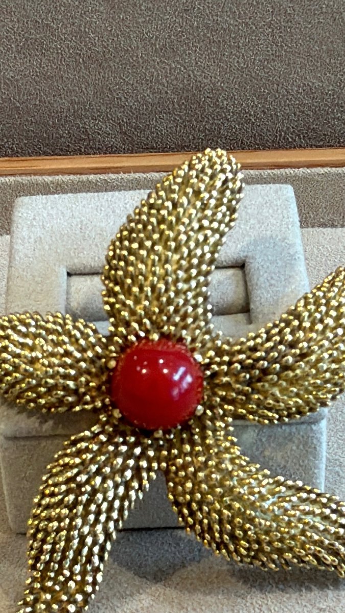 BROCHE ETOILE DE MER EN OR JAUNE 18K-photo-3