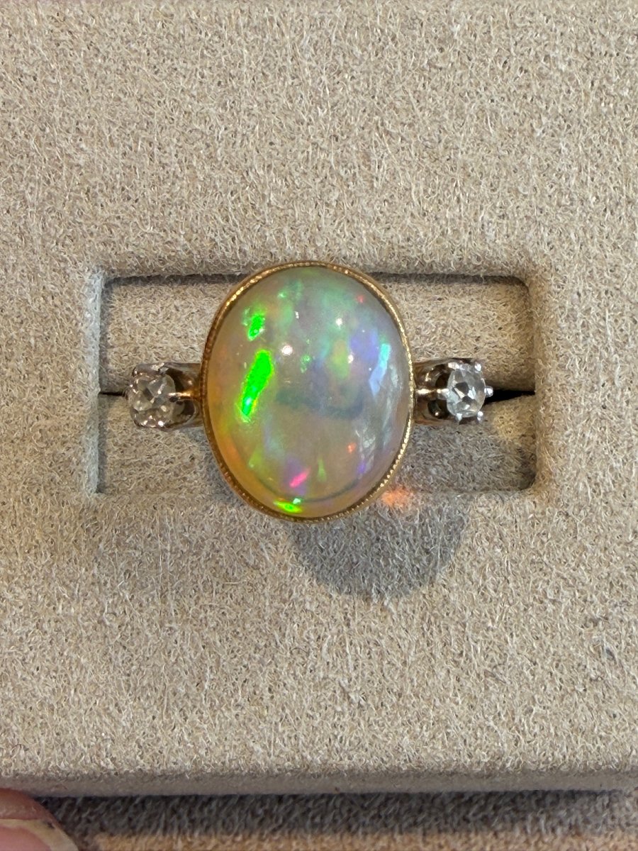 Antique Opal & Diamond Ring-photo-3