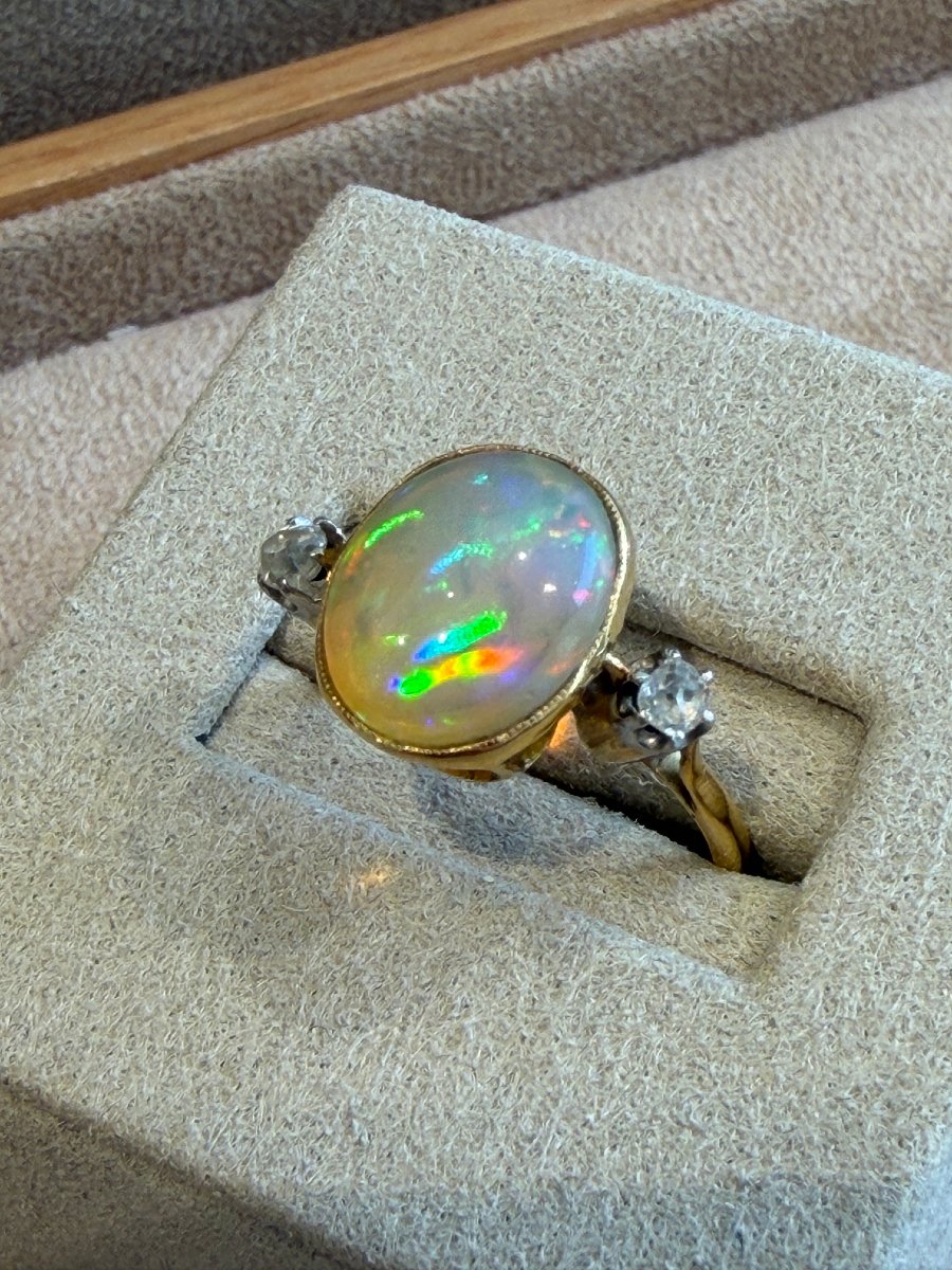 Antique Opal & Diamond Ring-photo-4