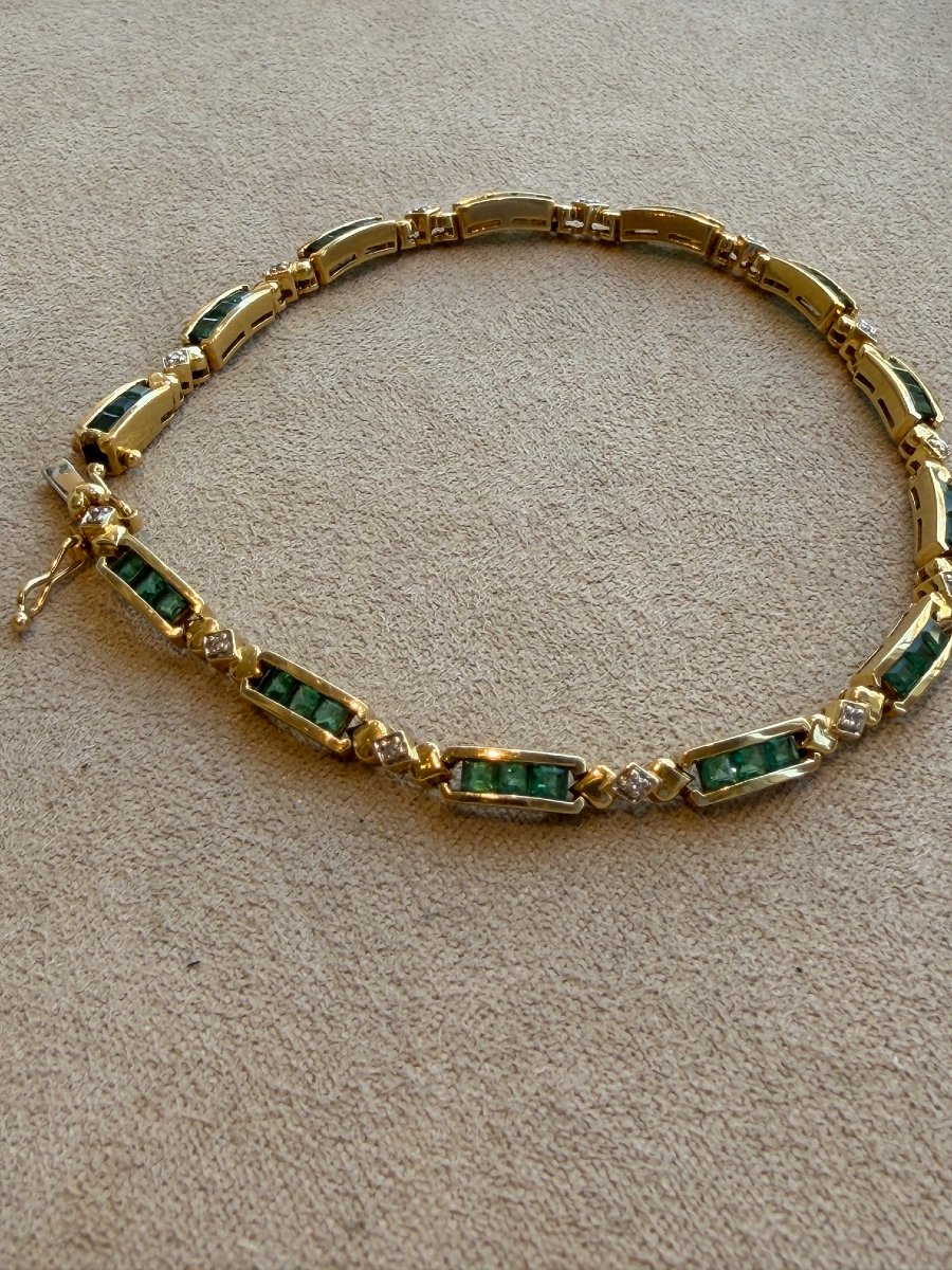 BRACELET EN OR, EMERAUDES ET DIAMANTS -photo-3