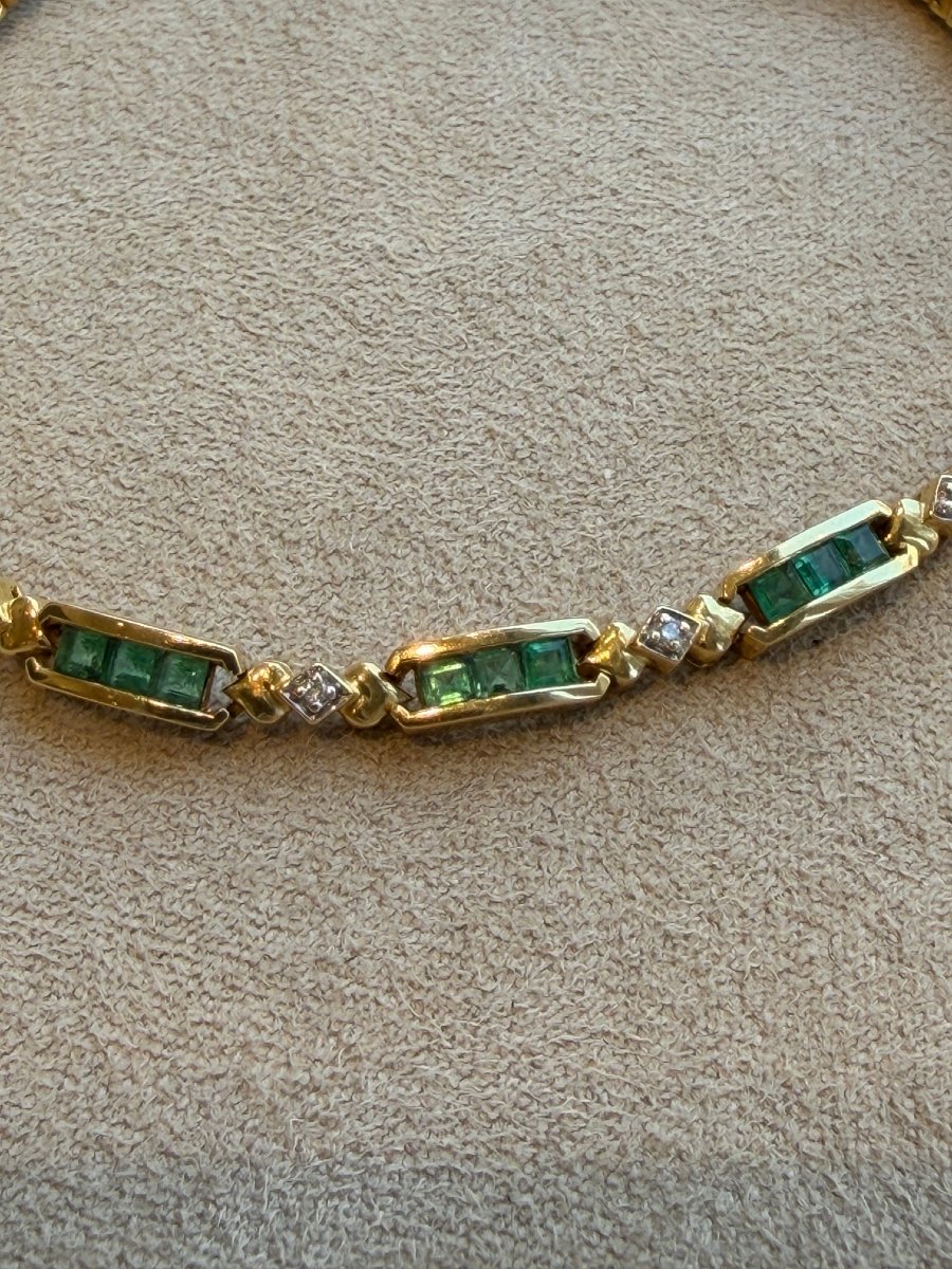 BRACELET EN OR, EMERAUDES ET DIAMANTS -photo-4