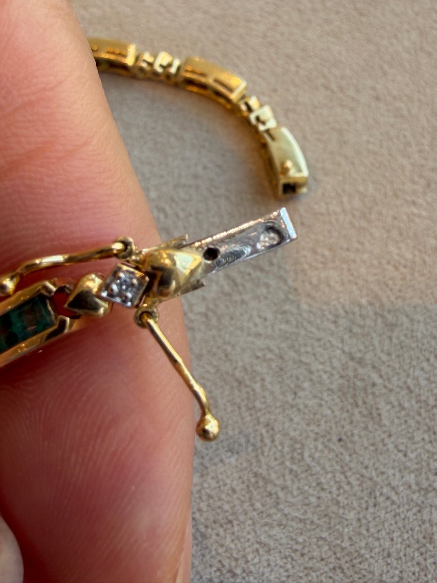 BRACELET EN OR, EMERAUDES ET DIAMANTS -photo-4