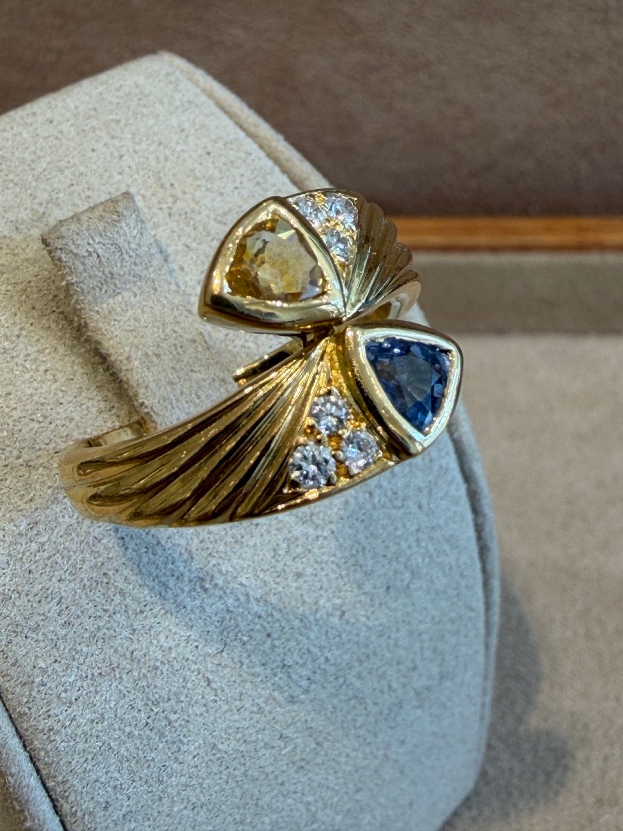 BAGUE TOI & MOI SAPHIR BLEU SAPHIR JAUNE-photo-2