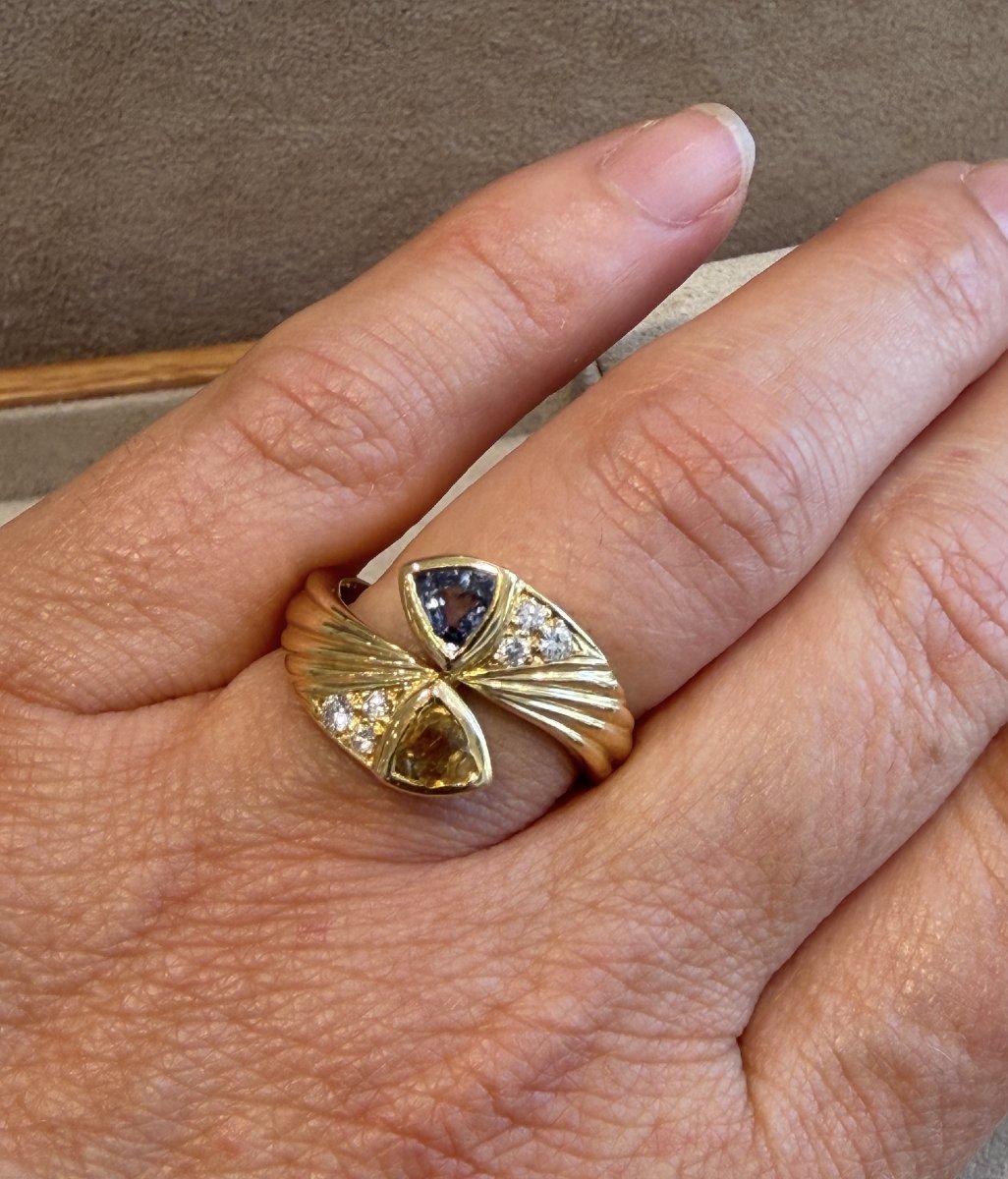 BAGUE TOI & MOI SAPHIR BLEU SAPHIR JAUNE-photo-1