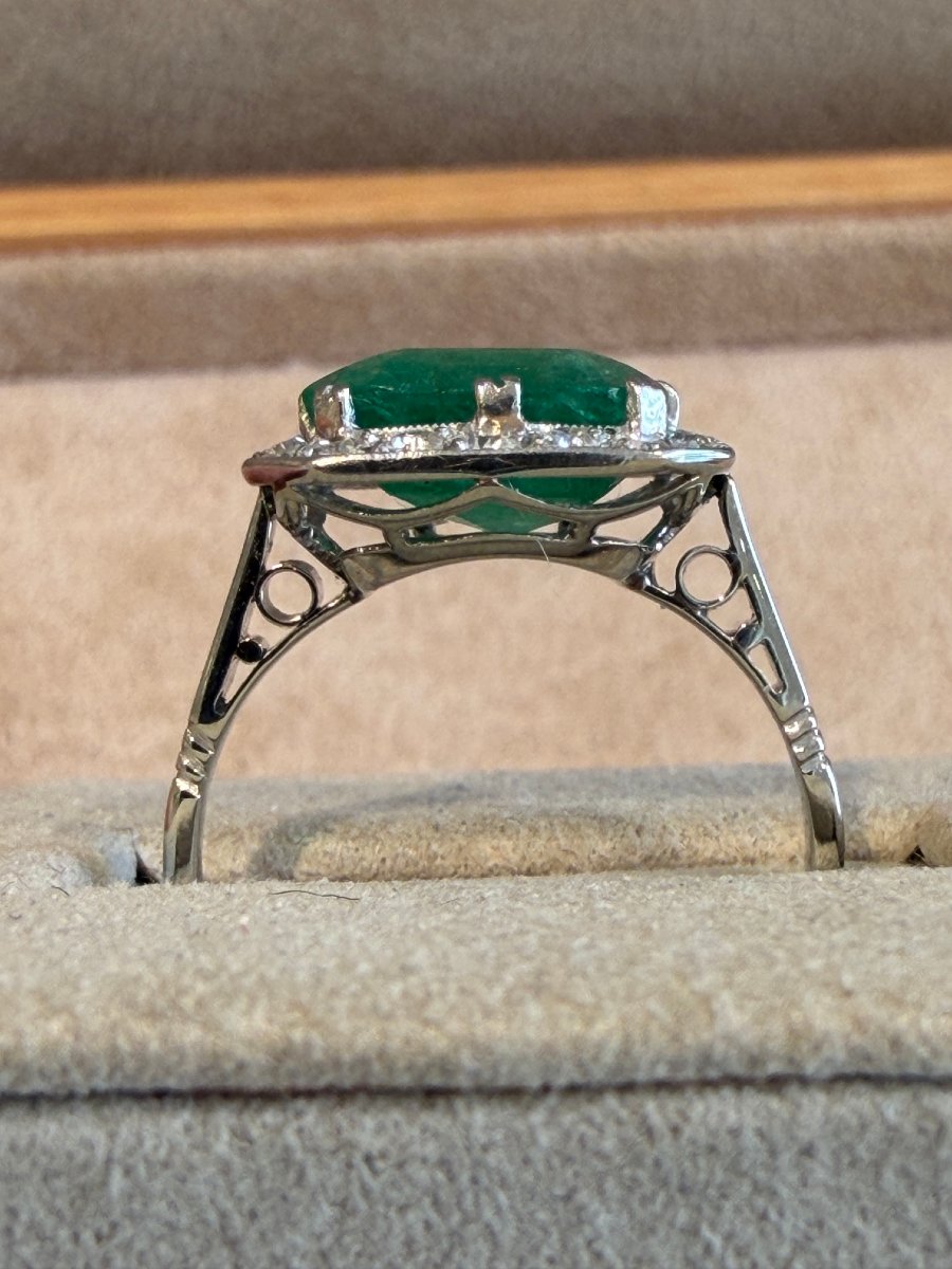 Art Deco Emerald & Diamond Ring-photo-4