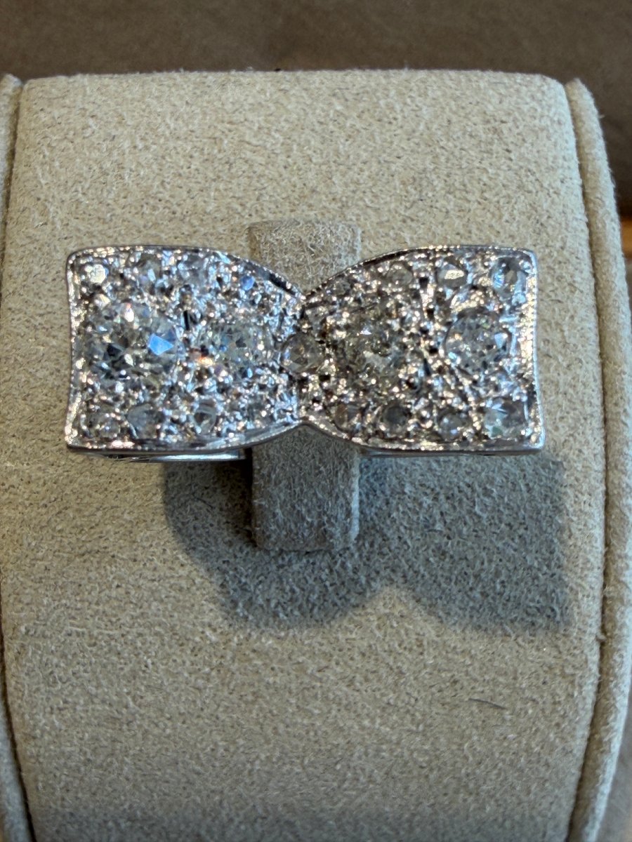 Diamond-set Bow Ring