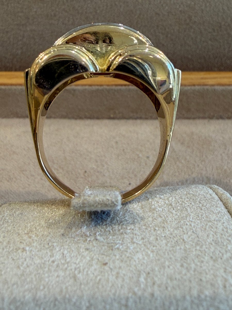 Gold & Diamond Bridge-style Tank Ring-photo-4