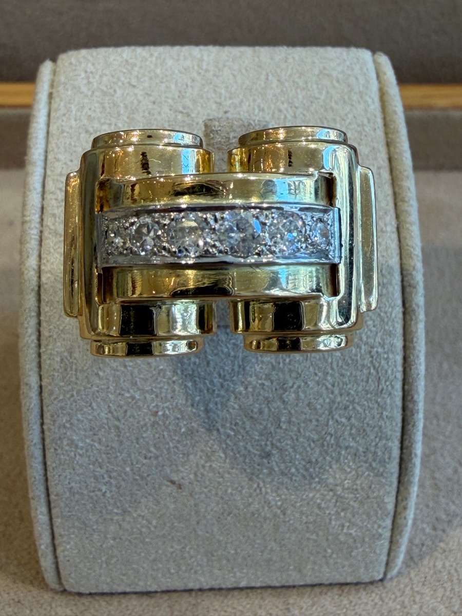 Gold & Diamond Bridge-style Tank Ring