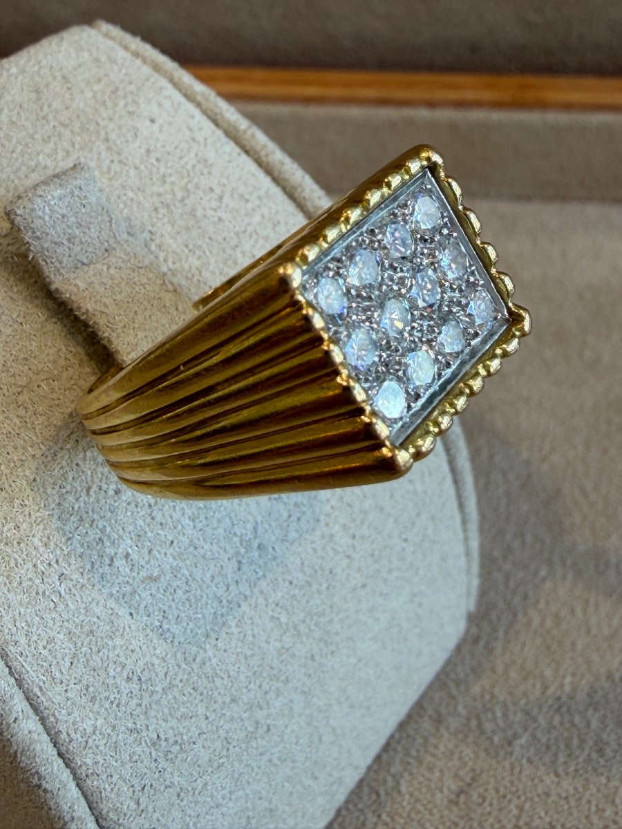 BAGUE CHEVALIERE EN OR  & DIAMANTS-photo-2